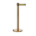 Montour Line Retractable Belt Rolling Stanchion, 2.5ft Sat.Brass Post  11ft. Bk/Y H ME630-SB-BYH-110